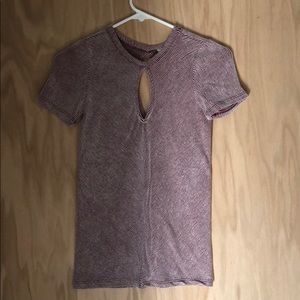 Red and white stripe peekaboo tee